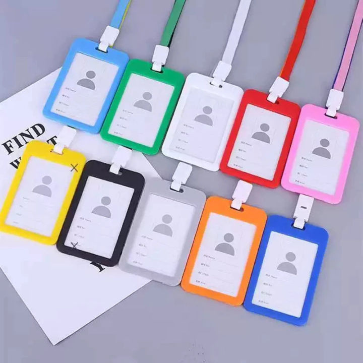 Unisex Colorful Employee ID Case with Lanyard Double Side Id Credit ...