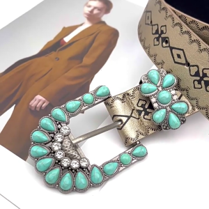 Casual Embossed Pattern PU Belt for Women Bohemian Rhinestones Buckle PU Belt Waistband Elegant Belt for Girl Jeans Belt