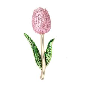 Nature Inspired Tulips Flower Brooch Artistic Enamel Coating For Women Clothing Accessories For Daily Wear