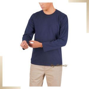 Kaos Pria Mako Katun Polos Lengan Panjang Round Neck - Nyaman & Stylish | Toko Pilihan Lazada