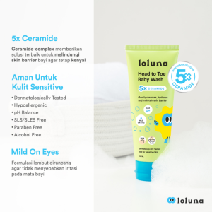Loluna Head to Toe Wash 5X Ceramide Isi 100ml dan 300ml / 2in1 Sabun & Shampo Mandi Bayi 0+