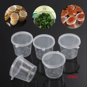 OUREAL 25Pcs Reusable Takeaway Hinged Lids Food Containers Sauce Cup Pigment Paint Box Palette
