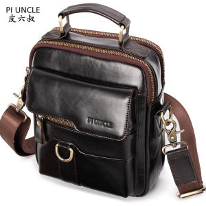 New Brand Genuine Leather Male Shoulder Bags Multi-function Handbags Large Capacity Vintage Cowhide Mans Messenger Bag For Men Cards Cell Phone Pouch Chest Crossbody Mens Totes Casual Travel Bag Small Male Sling Single Shoulder bag
