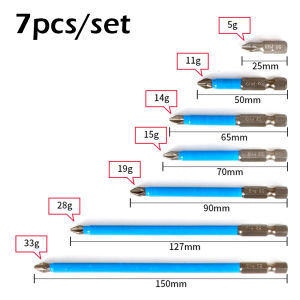 ❤️【Same Day Delivery】 【7Pcs/set】Mag-netic Anti-Slip Drill Bit 7Pcs Mag-netic PH2 Phillips Bits Set Strong Mag-netic Hand Tools Screwdriver Drill Bit 25mm-150mm Blue-Drill-Bit