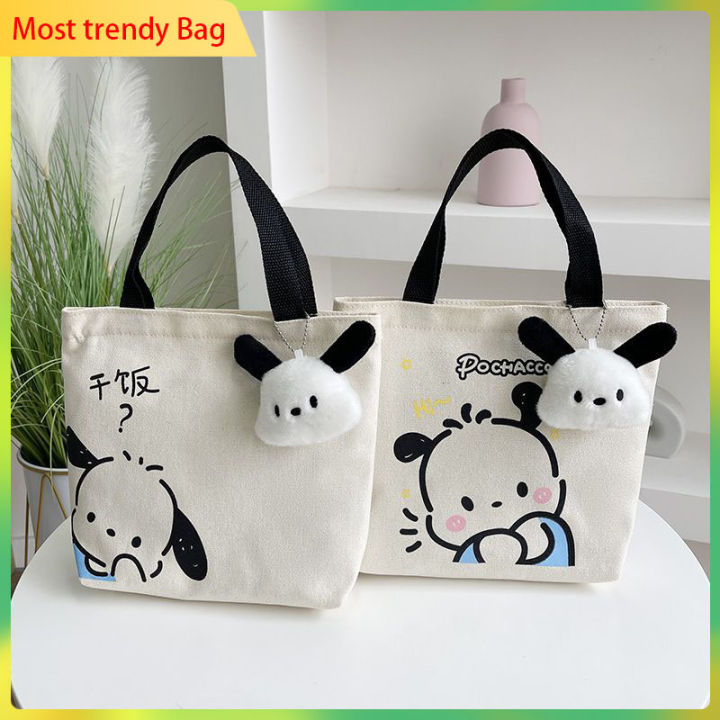 Pochacco Canvas Tote Bag For Women 2023 New Korean Fashion High