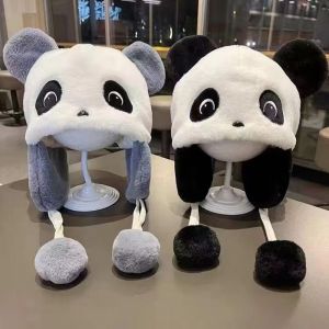 DOWNA Winter Plush Hat Windproof Cute Cartoon Panda Warm Hat Thickened Ear Protection Hat for Children