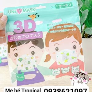 Set 3 Chiếc khẩu trang trẻ em hình Gấu 3D TUTIE kháng khuẩn chống bụi mịn theo tiêu chuẩn nhật bản .