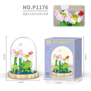 PAIFU Mini Building Block 3D DIY Assembled Flower Bouquet Decoration Micro Bricks Nano Block Small Particles Blocks Building Set Toys Gift Others With Protective Cover Send Greeting Card