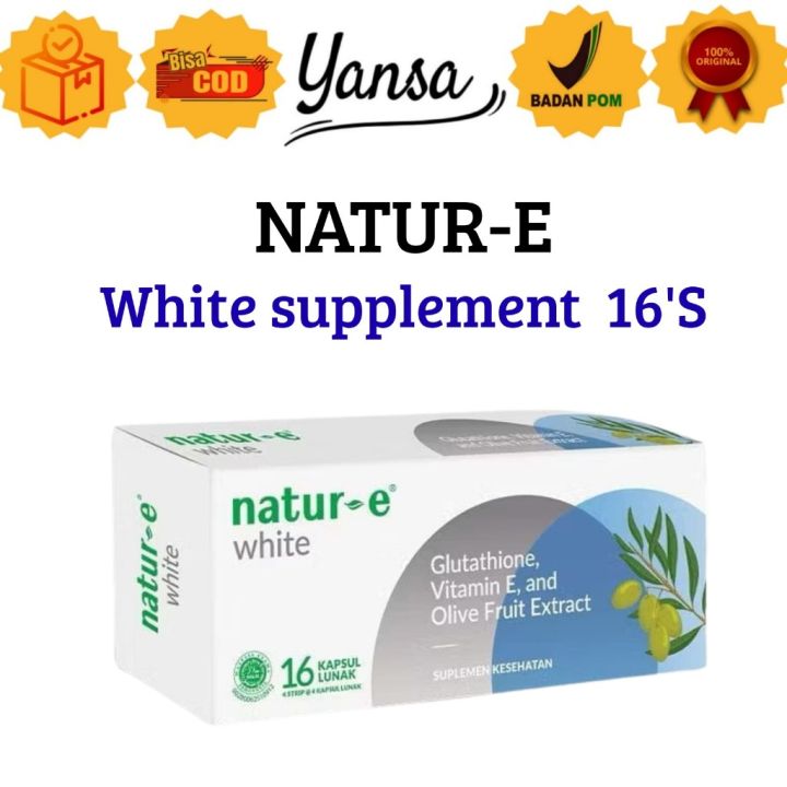 NATUR E White Soft Capsule 16s dengan Natural Vitamin E, Olive Extract & Glutathione  NATUR- E