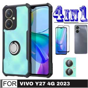 PROMO PAKET 4 INC 1 CASE VIVO Y27 4G 2023 / VIVO Y27 5G 2023 / VIVO Y16 2022 Ultra Slim Shockproof Transparent Premium Softcase Anti Fall CINCIN RINKG