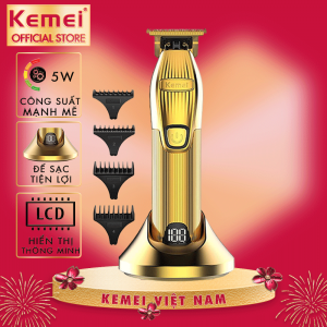 Tông đơ chấn viền cao cấp Kemei KM-I32S không dây đế sạc USB màn hình LED hiển thị có thể cạo đầu cạo trắng khắc tóc tattoo tóc