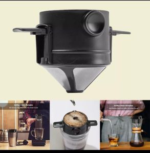 [winnereco] พับตัวกรองกาแฟสแตนเลสหยดช่องทางกาแฟที่ดริปกาแฟ