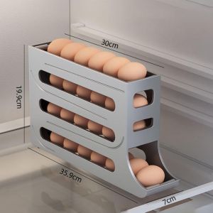 Quivlox 30 Grids Egg Storage Rack 4 Tier Auto Rolling Eggs Storage Box Large Capacity Egg Tray Holder 厨房收纳