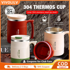 VIVOLILV 500ml Stainless Steel Coffee Cup Mug Durable-layer Vacuum Instulated Mug Tumbler Hot And Cold Long-lasting Temperature Control Breakfast Handle Cup