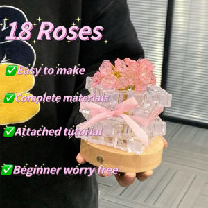 DIY Crystal Rose Small Night Lamp - Set of 18pcs Butterfly and Rose Decorations for Girls Room - Exquisite Crystal Gifts