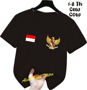 Cewe Cowo Anak HUT logo garuda RI 80 1945 Kemerdekaan RI 2025 Kaos Merah 17 Agustus Kaos pria & Wanita Anak Bendera Merah Putih
