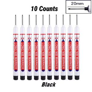 //10Pcs/Set Multi-Purpose 20mm Deep Hole Long Nib Head Marker For Metal Perforating Pen Waterproof Bathroom Woodworking Decor Tool MX