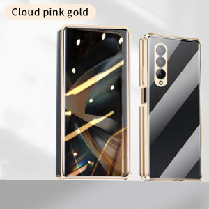 RICHMENT For Samsung galaxy Z FOLD 4 Case FOLD4 Luxury Ultra thin Full Coverage Aluminum Alloy Magnetic Privacy Tempered Glass Protection Folding Screen Magnetic Thin Body Metal Frame Double Sides HD Clear Tempered Glass Shockproof with Camera Protection