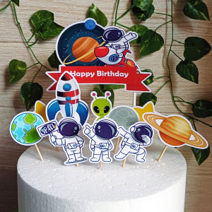 Topper Kue Custom Karakter Astronot (Gratis Tambah Nama) untuk Dekorasi / Hiasan Cake Ultah Anak