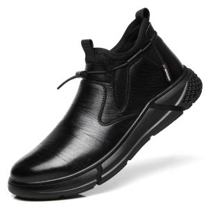 2023 Black Leather Waterproof Safety Work Shoes For Men Steel Toe Office Boots Shoes Indestructible Construction Male Boots Footwear