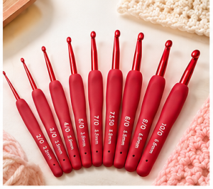 Bộ Móc Len 9 Cây Cán Mềm 2.0-6.0mm Bộ Kim Móc Len Cán Đỏ Cán Hồng Cán Xanh Đen Dụng Cụ Móc Len Handmade