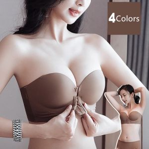 Wireless Bra Front Closure Soft Cup Strapless Seamless Light Support Daily Wear