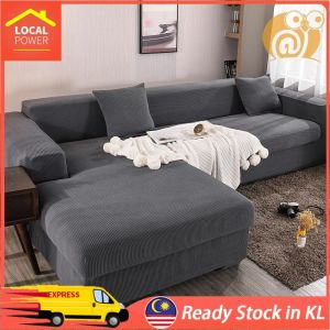 Local Power Sofa Cover Sarung Sofa 1/2/3/4 Seater Slipcover Solid Color Universal Elastic Sofa Cushion Cover Sofa Protector Cover Universal