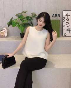 Tank Top Wanita Polos Casual Rayon - Atasan Tanpa Lengan Warna Solid