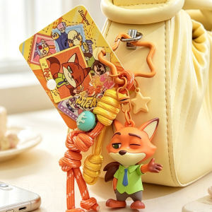 HoneyLion - Official Disney Zootopia Keychain - Judy Nick PVC Figure with Detachable Braided Rope Strap & Theme Card Gift