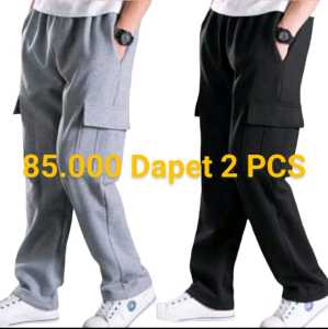 Promo Paket 2pcs Celana Cargo Panjang Pria Wanita Dewasa