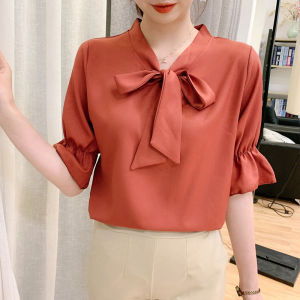 ชีฟองขนาดใหญ่เสื้อผู้หญิงสไตล์เกาหลีสไตล์ใหม่ผีเสื้อโบว์ Tie เจ้าหญิงแฟชั่นอายุลดทุกวัน All-Match Lady เสื้อคุณภาพสูง
