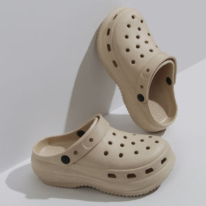 [Free Shipping] Womens new style thick-soled closed-toe clogs non-slip high-heeled beach summer outdoor slippers for women