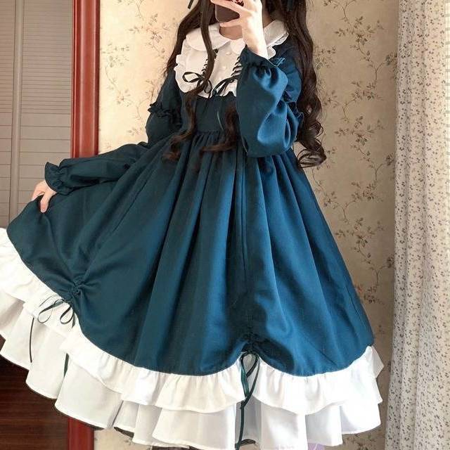 Mua CHENGRUI Cô gái ngắn tay váy tây thời trang trẻ em váy lolita váy công  chúa trẻ em váy đầy đủ phù hợp với mùa hè - 1292 Váy dài tay