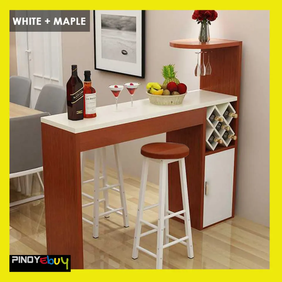 PINOYEBUY Wine Table and Chairs Set Bar Counter Table with Bar