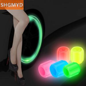 [COD] SHGMYD 4pcs Universal Fluorescent Luminous Tire Valve Stem Covers Car Tire Valve Cap Green Yellow Blue Red Fluorescent Powder