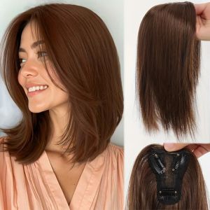 Hair Extension Hair Toppers Wigs with Bangs Clip In Middle Part Fringe Hair Pieces Top Hair Bangs Clourse Synthetic Hair Bangs for Women