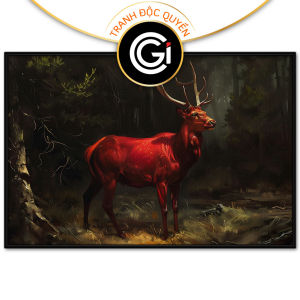 Tranh treo tường tranh dán tường con hưu phong thủy sơn dầu in canvas. CGI - 359