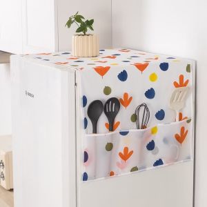 CT28 ผ้าคลุมตู้เย็น มีช่องเก็บของด้างข้าง กันน้ำและกันฝุ่นทำความสะอาดง่าย