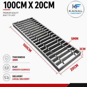 Heavy Duty Steel Grating Stair Treads & Drain Grates Anti-Slip Galvanized Rust Resistant 20/25/30CM