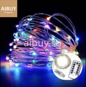 🇸🇬🔥SG STOCK🔥USB 8 Mode 10M 100 LED String Lights Christmas Waterproof Copper Wire LED Fairy Lights Battery Powered Remote Control