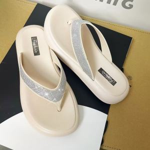 [Free Shipping] PVC Flip-Flops Flat-Soled Sandals Sandals Slip-On Flat Shoes Non-Slip Suitable For Daily Casual Wear Comfortable For The Feet