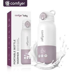 Comfyer Portable Baby Bottle Warmer for Travel Portable Milk Warmer with Fast Heating & Long Battery Life Instant Breast Milk Formula/Water Warmer with 12 Ounces Big Capacity Baby Flask for Vehicle
