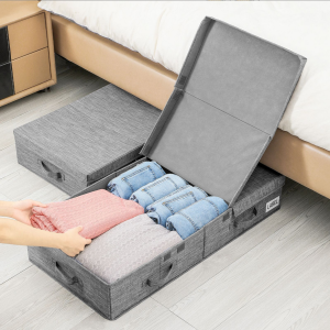 Underbed Storage Containers with Lid & Handle. Foldable Organiser. For Clothes Shoes Blankets Pillow