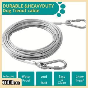 [Hilldora] Hai đầu con chó Tie ra dây xích cáp raction dây với kim loại khóa dây thép chống gỉ đào tạo cổ áo chó ngoài trời dây đeo