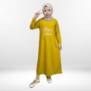 CF Gamis Anak Perempuan Print DTF Cool Star Baju Muslim