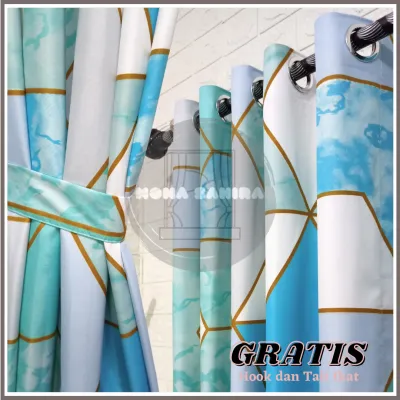 (Gorden juara) Gorden Sakura Minimalis Import Murah Terlaris jendela Pintu Model Smokering Hordeng tirai Emboss Poloss