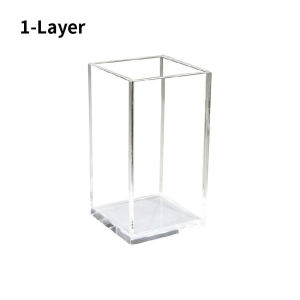 Acrylic Makeup Brush Organizer 3 Slot Storage Box for Pens and Cosmetics
