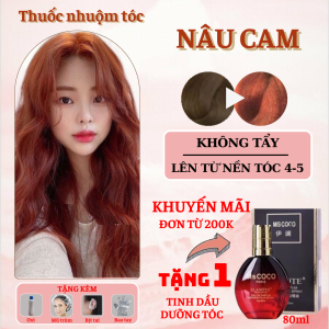 Thuốc nhuộm tóc màu Nâu Cam - Không cần tẩy / Nhuộm tóc tiện lợi tại nhà - Tặng kèm oxi trợ nhuộm