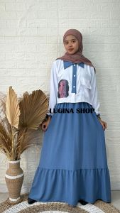 GAMIS WANITA ROMPI SET VARIASI SABLON CRINKLE  M L XL