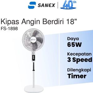 Sanex Kipas Angin Berdiri Tornado Besi Dengan Timer - 18 inch - FS1898 - FREE ONGKIR Jabodetabek